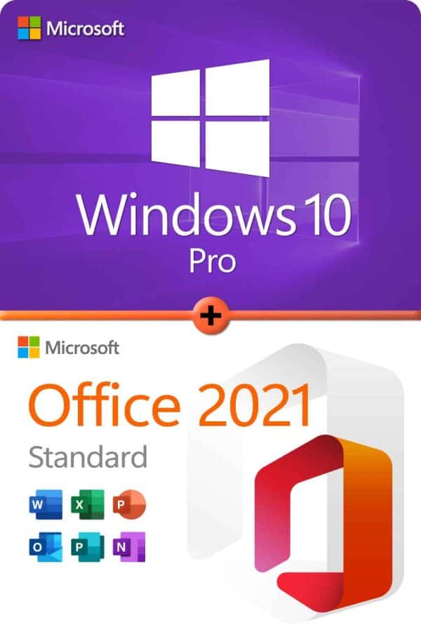 Microsoft Windows 10 Professional + Microsoft Office 2021 Standard licens för 3 anordningar
