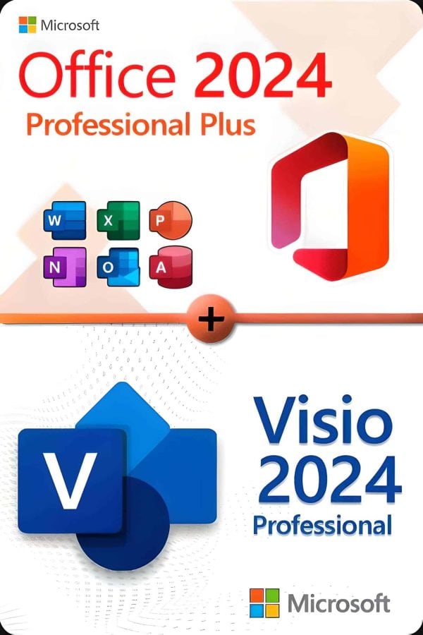Microsoft Office 2024 Professional Plus + Microsoft Visio 2024 Professional för 3 enheter