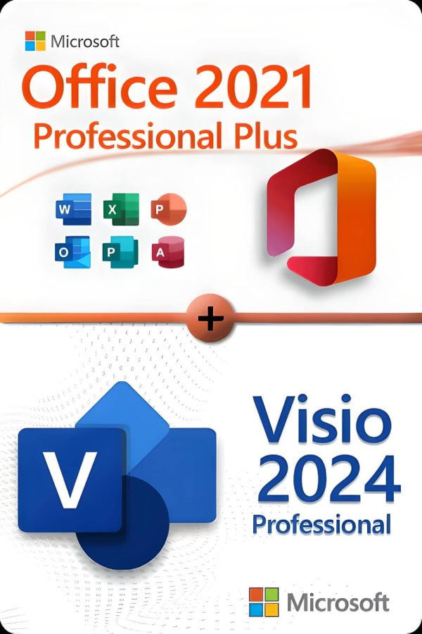 Microsoft Office 2021 Professional Plus + Microsoft Visio 2024 Professional för 3 enheter