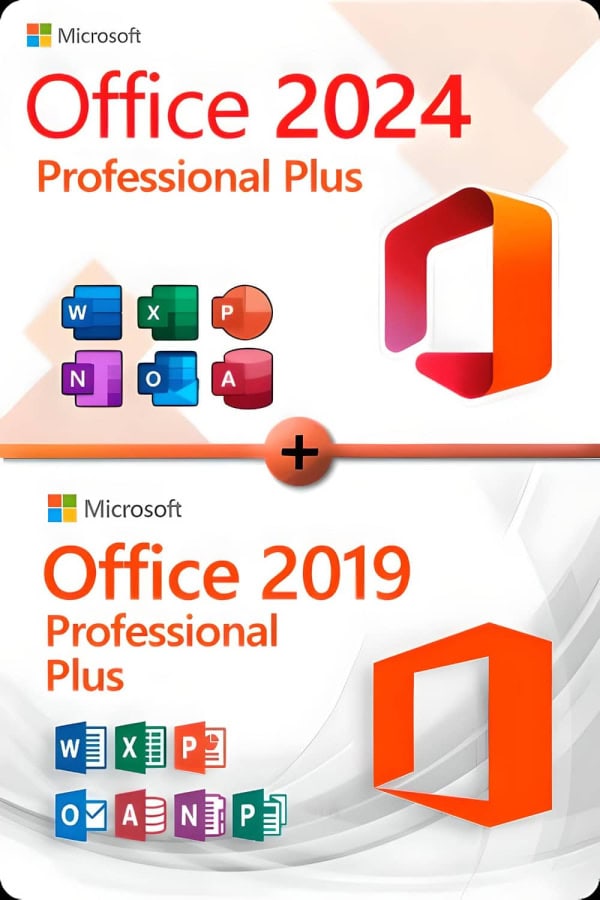 Microsoft Office 2024 Professional Plus + Office 2019 Professional Plus för 3 enheter