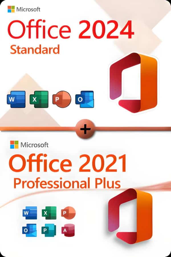 Microsoft Office 2024 Standard + Office 2021 Professional Plus för 3 enheter