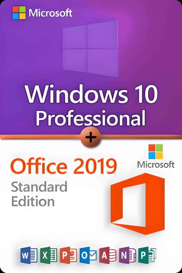Microsoft Windows 10 Professional + Microsoft Office 2019 Standard licens för 3 anordningar