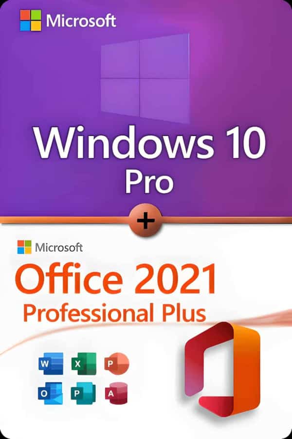 Microsoft Windows 10 Professional + Microsoft Office 2021 Professional Plus licens för 3 anordningar