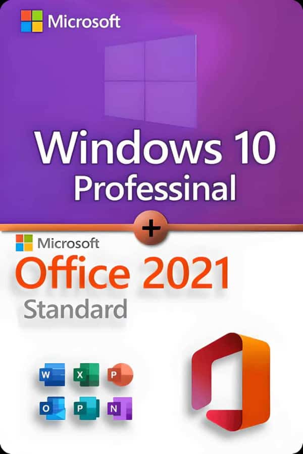 Microsoft Windows 10 Professional + Microsoft Office 2021 Standard licens för 3 anordningar