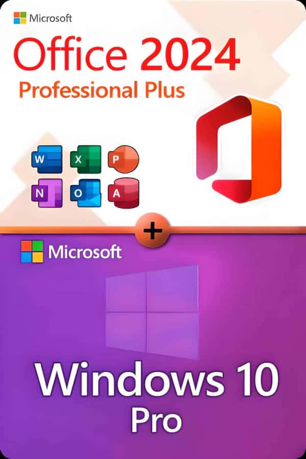 Microsoft Office 2024 Professional Plus + Windows 10 Professional för 3 enheter