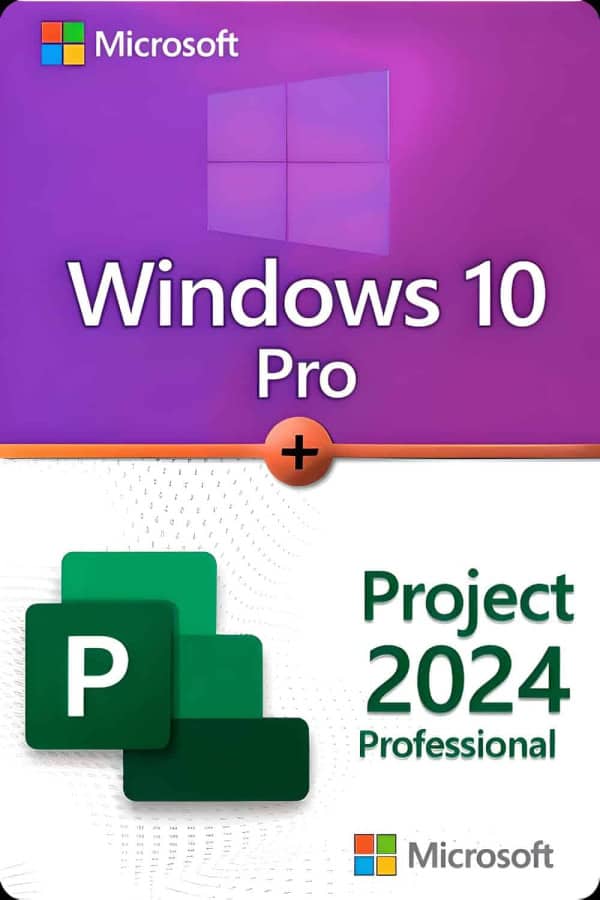Microsoft Windows 10 Professional + Microsoft Project 2024 Professional för 3 enheter