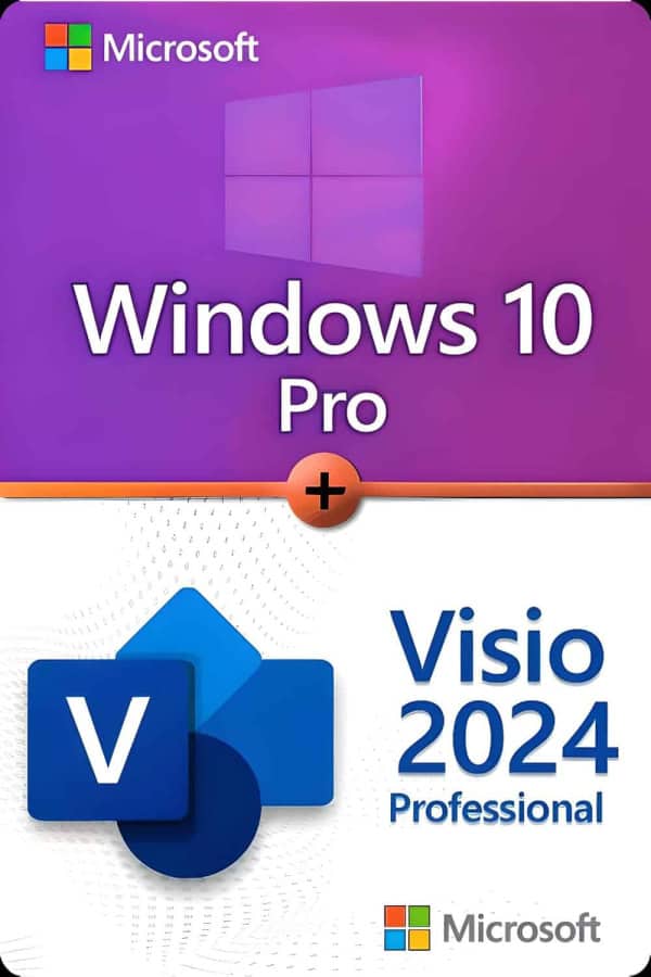 Microsoft Windows 10 Professional + Microsoft Visio 2024 Professional för 3 enheter