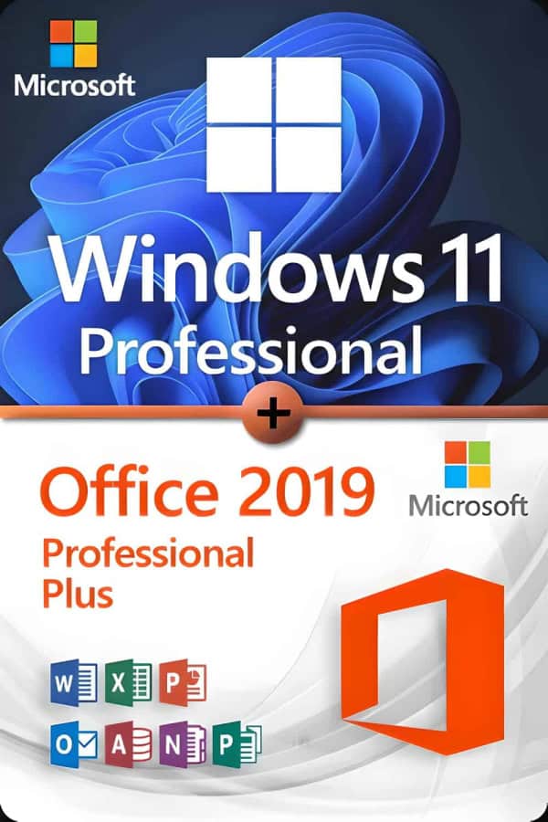 Microsoft Windows 11 Professional + Microsoft Office 2019 Professional Plus licens för 3 anordningar