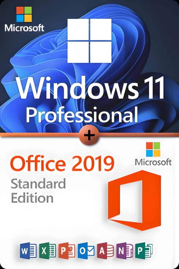Microsoft Windows 11 Professional + Microsoft Office 2019 Standard licens för 3 anordningar