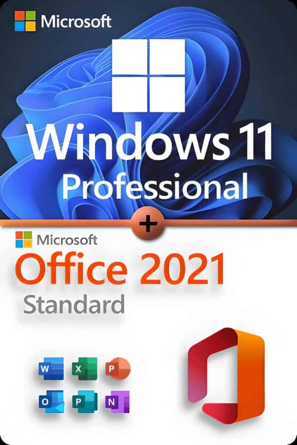 Microsoft Windows 11 Professional + Microsoft Office 2021 Standard licens för 3 anordningar