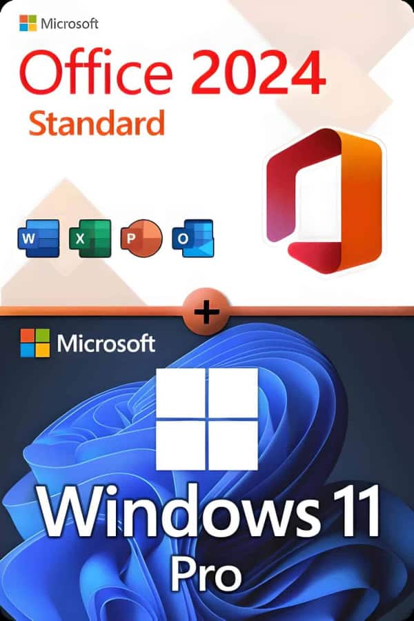 Microsoft Office 2024 Standard + Windows 11 Professional för 3 enheter