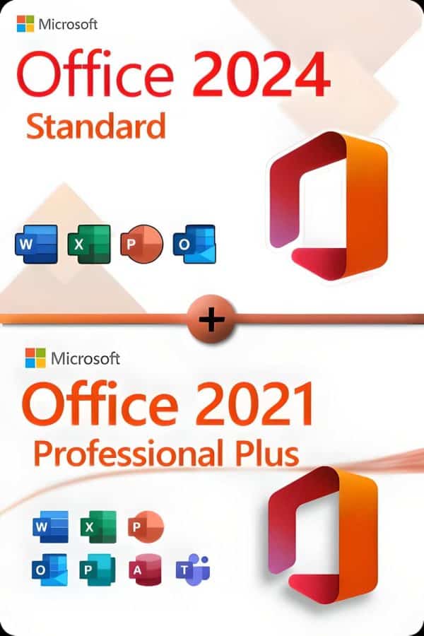 Microsoft Office 2024 Standard + Office 2021 Professional Plus för 3 enheter
