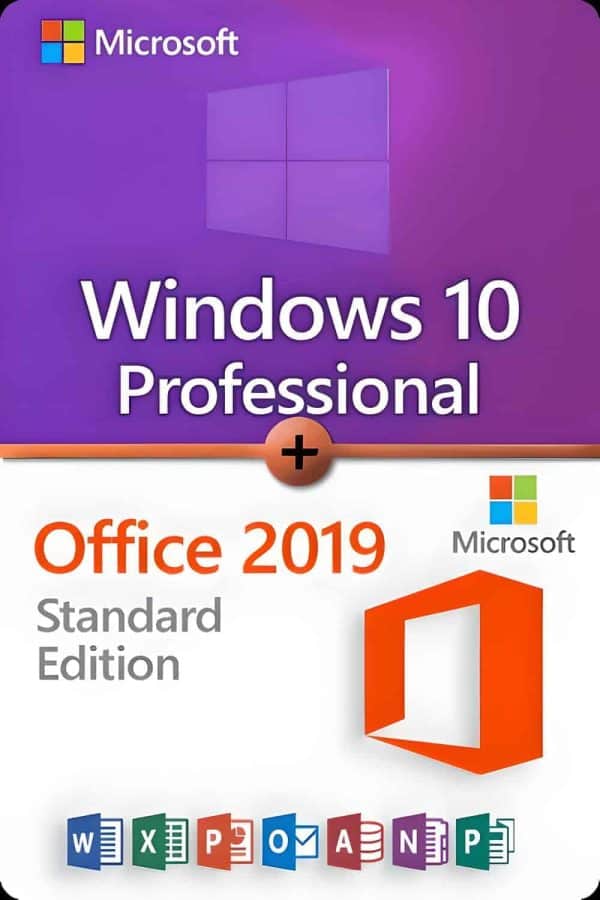 Microsoft Windows 10 Professional + Microsoft Office 2019 Standard licens för 3 anordningar