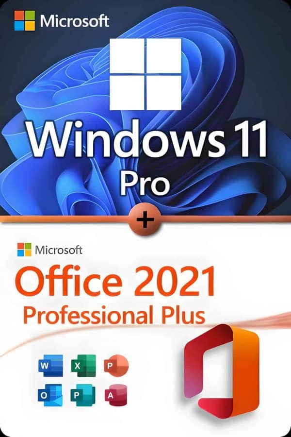 Microsoft Windows 11 Professional + Microsoft Office 2021 Professional Plus licens för 3 anordningar
