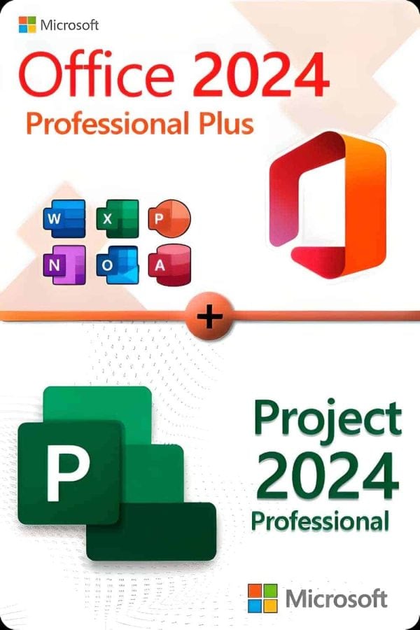 Microsoft Office 2024 Professional Plus + Microsoft Project 2024 Professional för 3 enheter