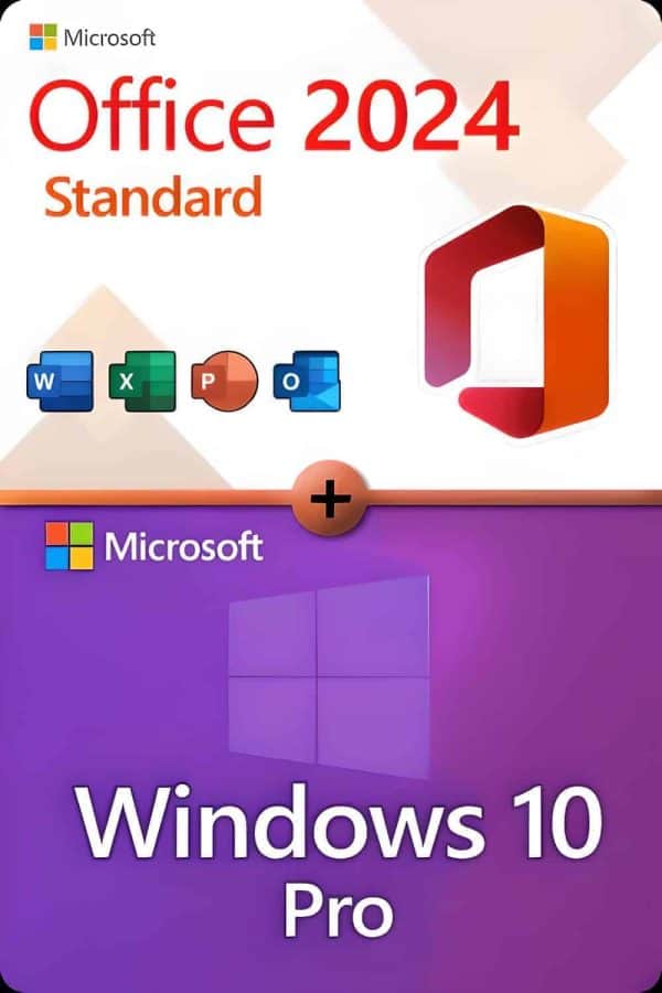 Microsoft Office 2024 Standard + Windows 10 Professional för 3 enheter