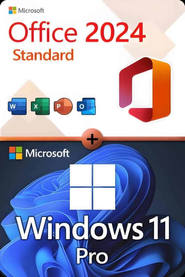 Microsoft Office 2024 Standard + Windows 11 Professional för 3 enheter