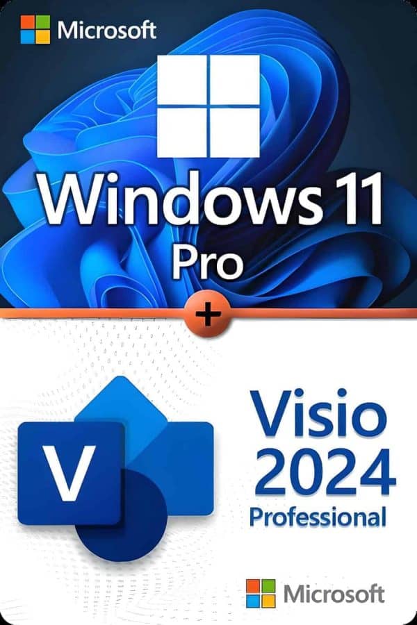 Microsoft Windows 11 Professional + Microsoft Visio 2024 Professional för 3 enheter